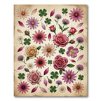 Pink Roses Purple Daisies Clover Collage Rug