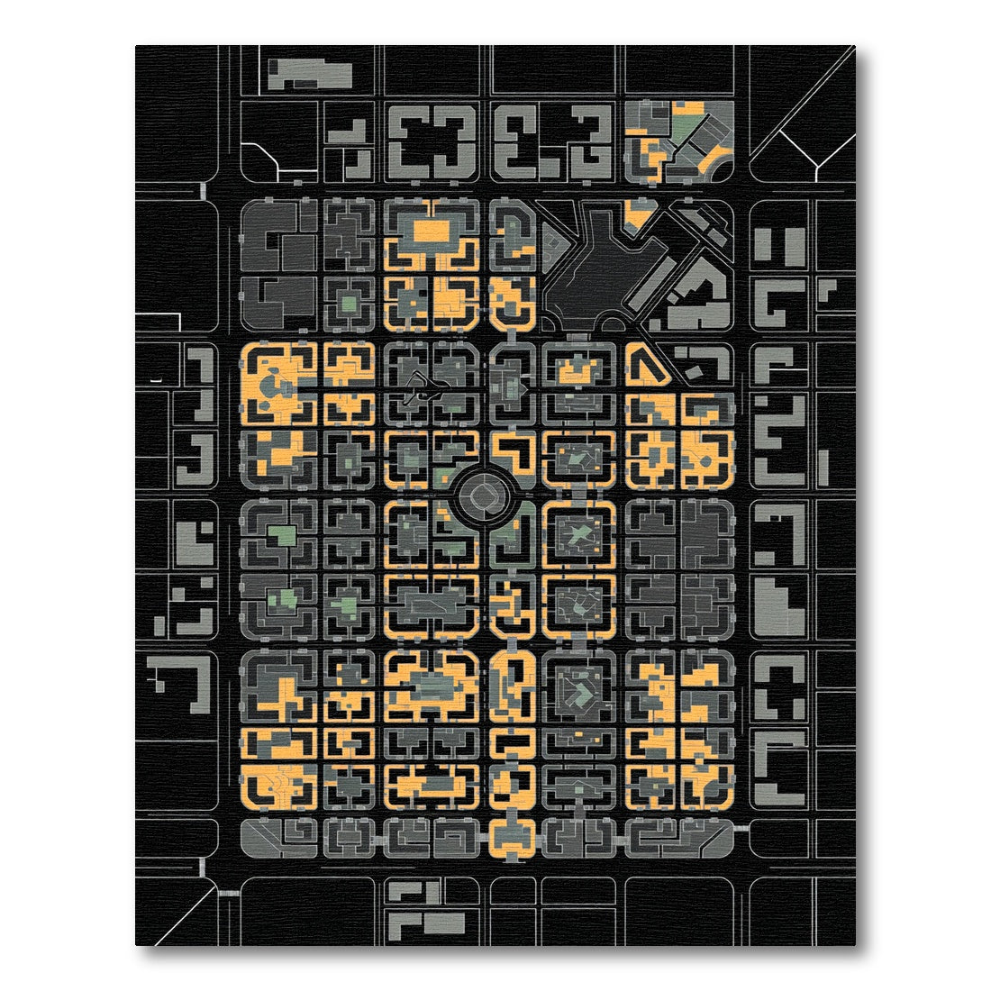Gray Abstract City Buildings Geometric Rug