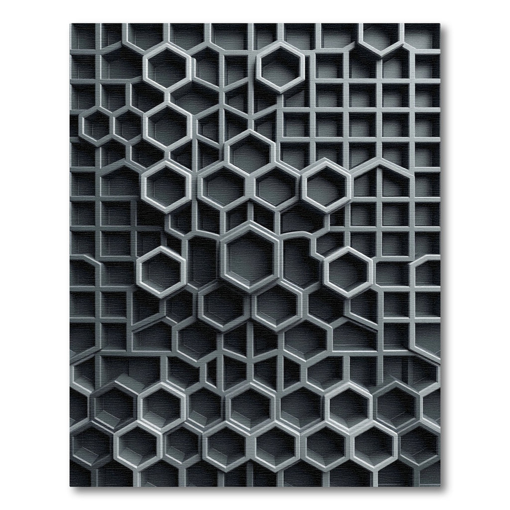 Sophisticated Slate Gray Geometric Hexagon Rug