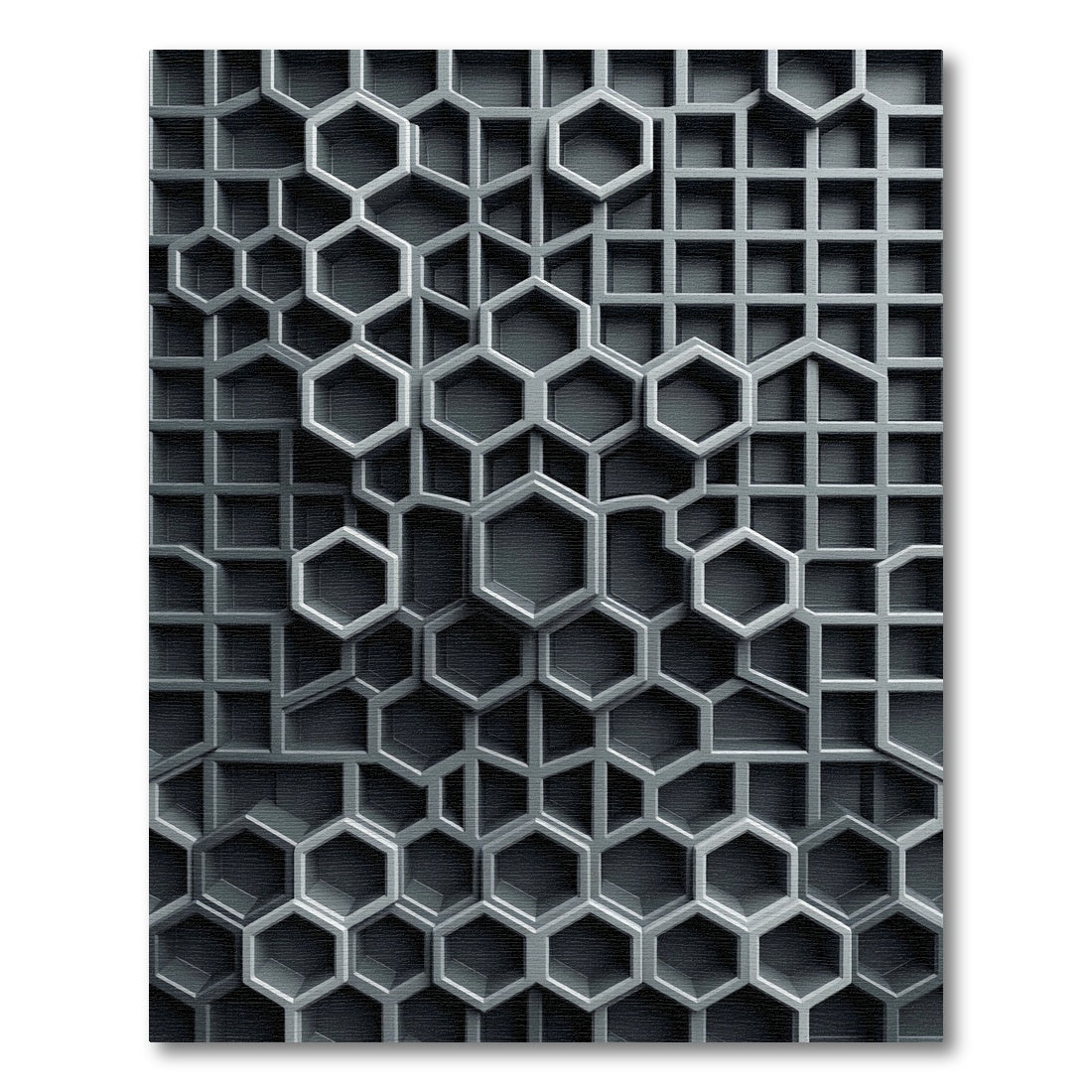 Sophisticated Slate Gray Geometric Hexagon Rug