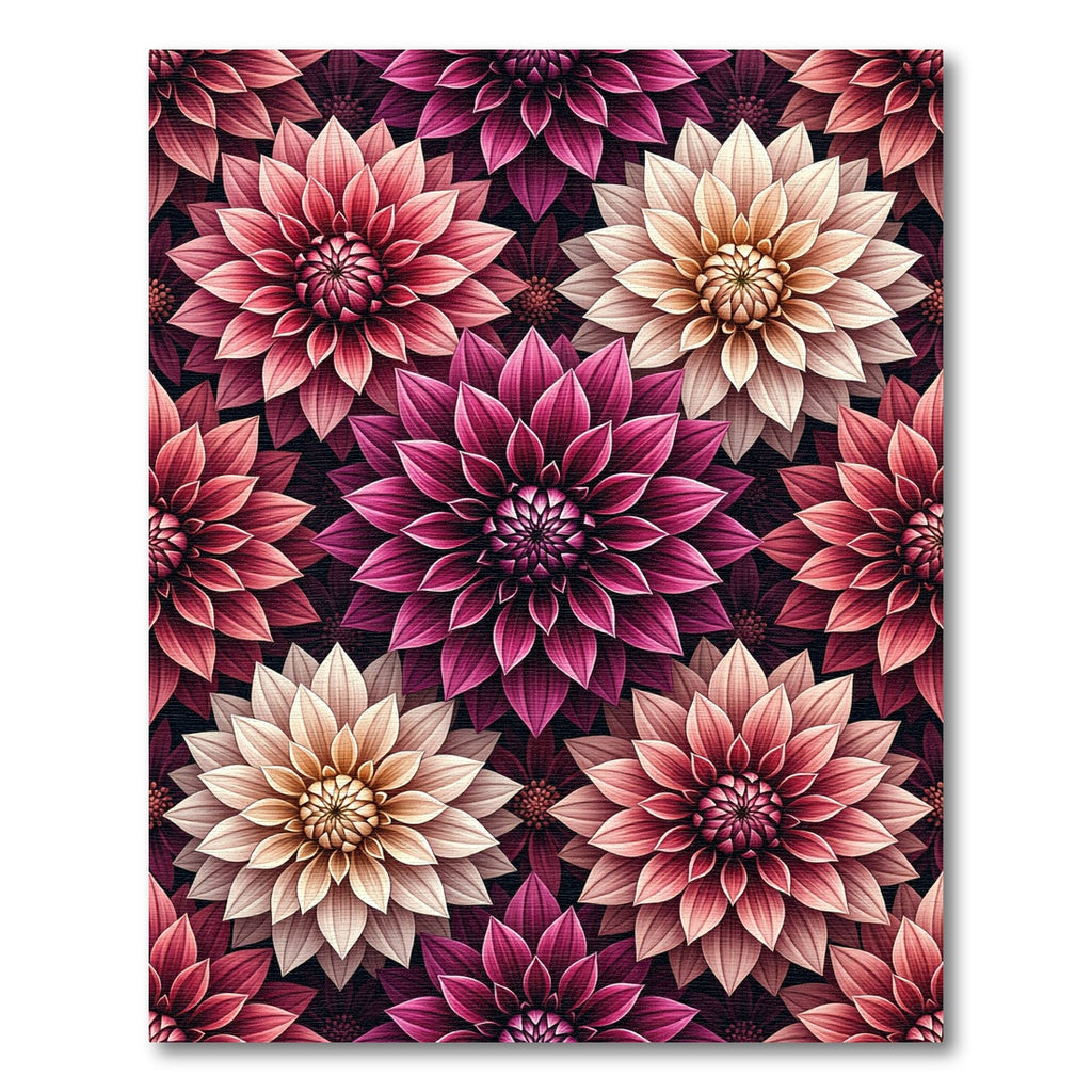 Vibrant Crimson Pink Dahlia Arrangement Rug