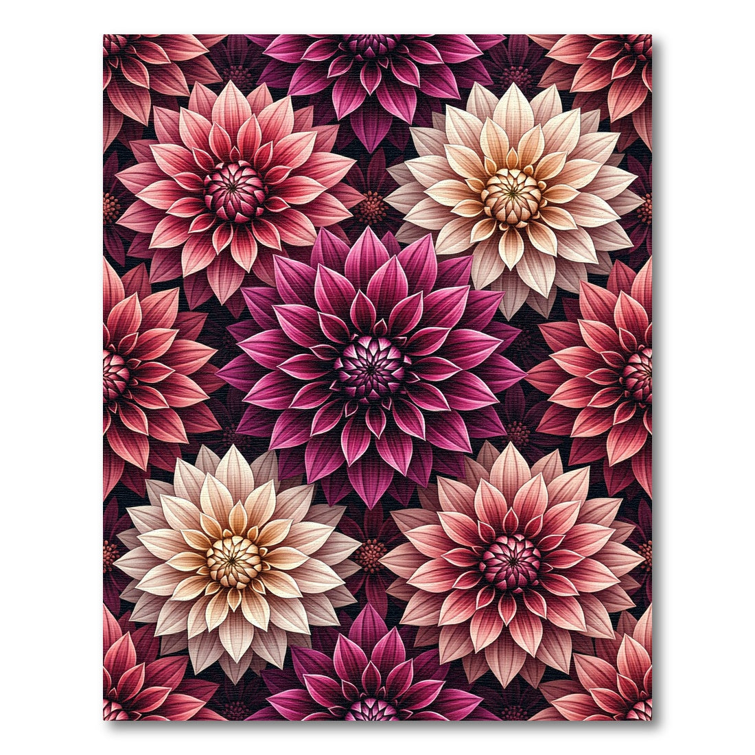 Vibrant Crimson Pink Dahlia Arrangement Rug