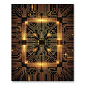 Glowing Orange Circuit Board Lines Rug