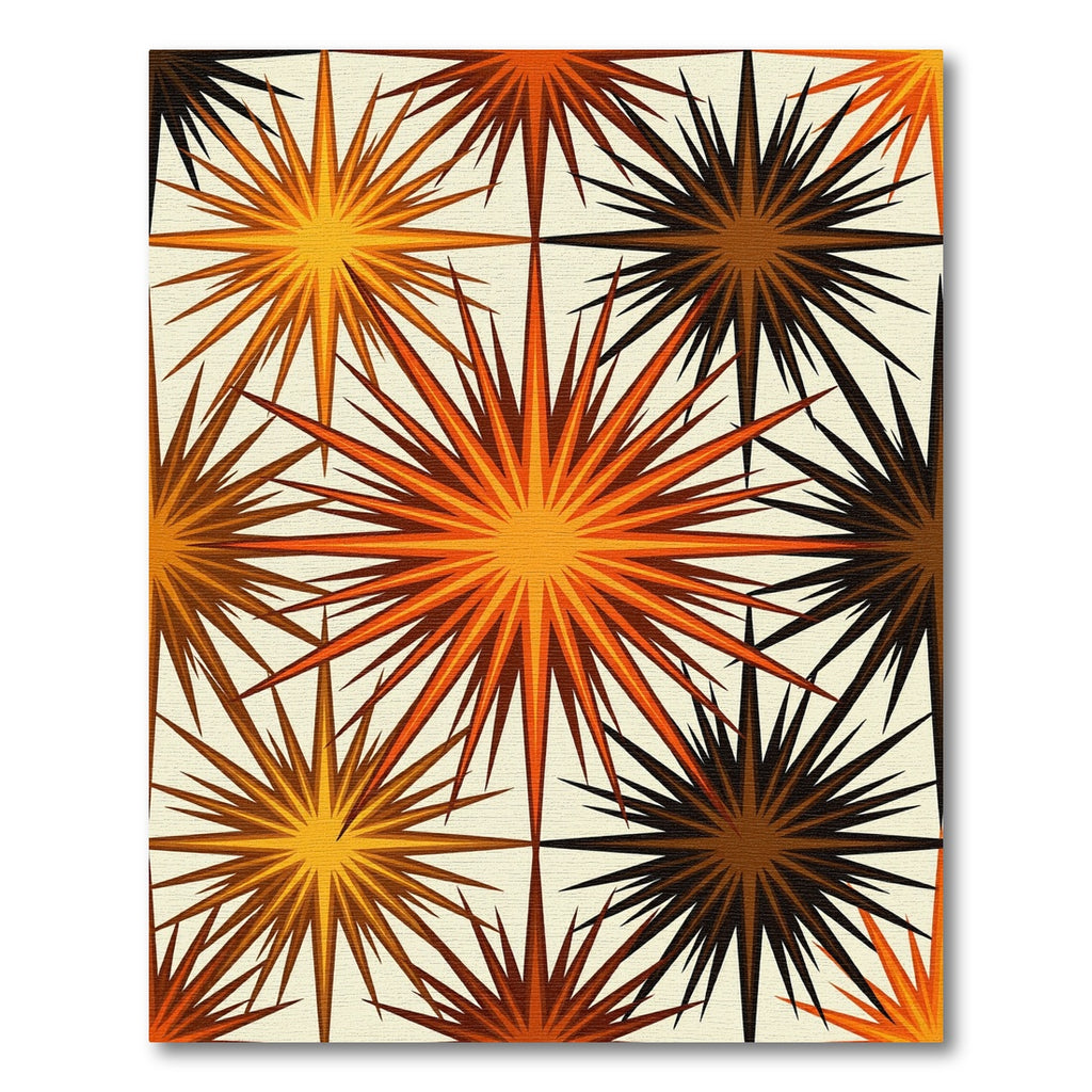 Retro Orange Starburst Burst Pattern Rug