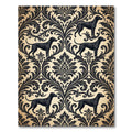 Black Labrador Damask Scroll Wallpaper Rug