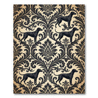 Black Labrador Damask Scroll Wallpaper Rug