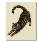Brown Tabby Stretching Cat Rug