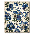Deep Blue Floral Bouquet Accents Rug