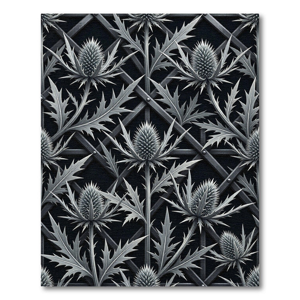 Gothic Silver Thistle Lattice Rug