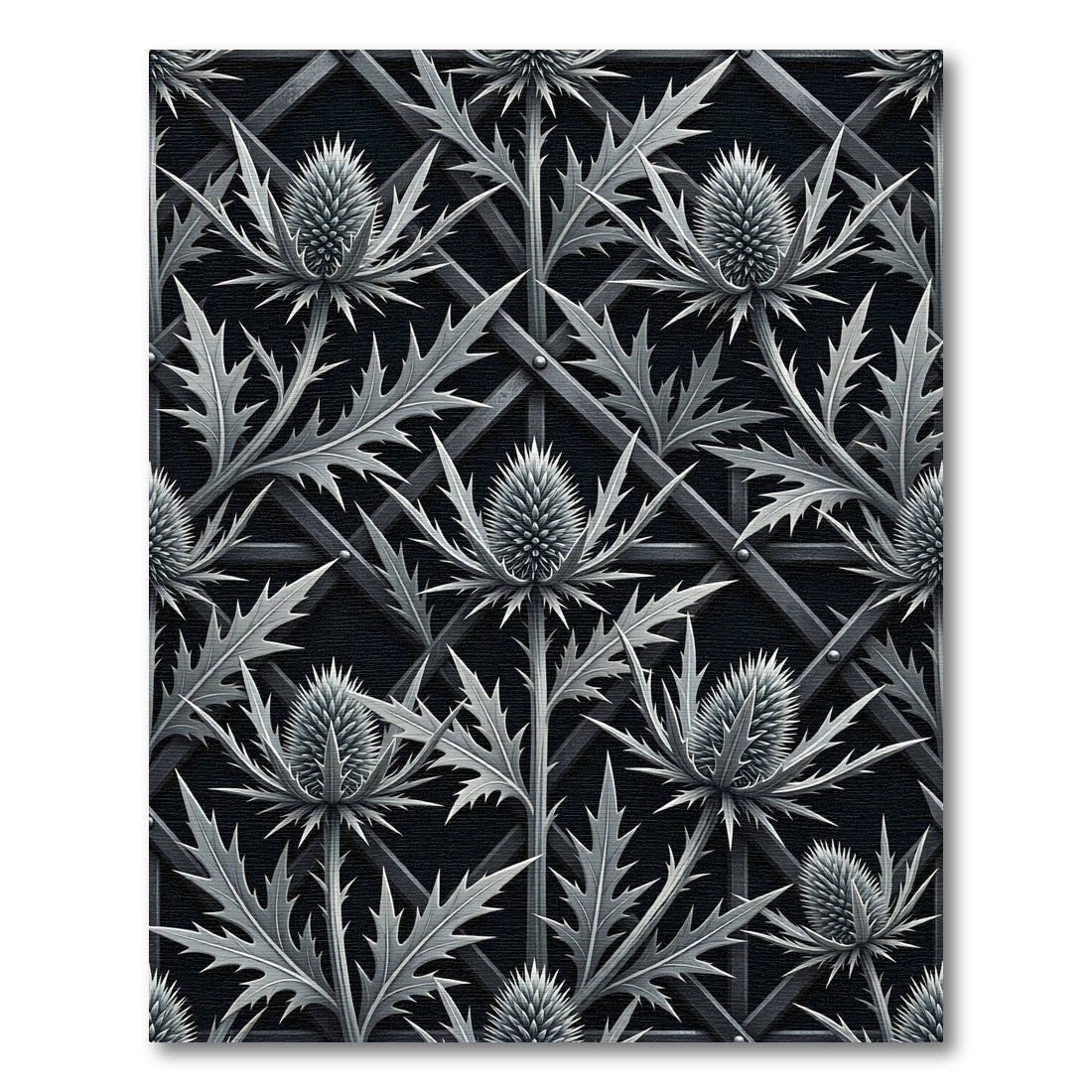 Gothic Silver Thistle Lattice Rug