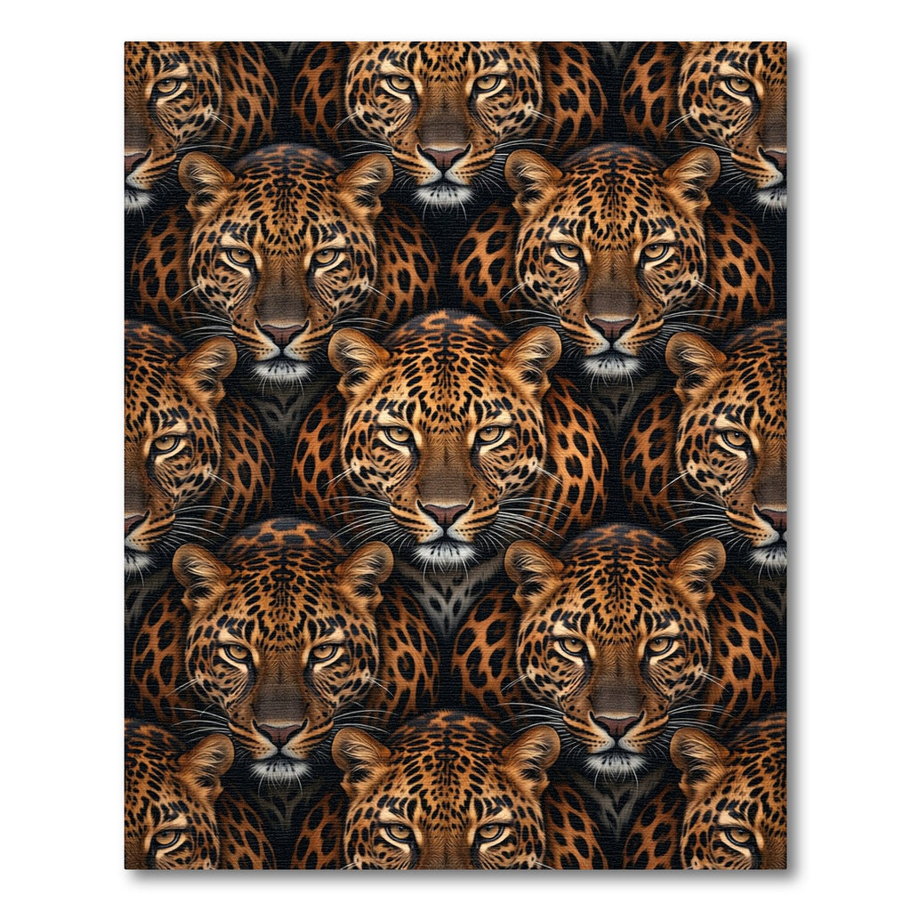 Bold Leopard Face Repeating Pattern Rug