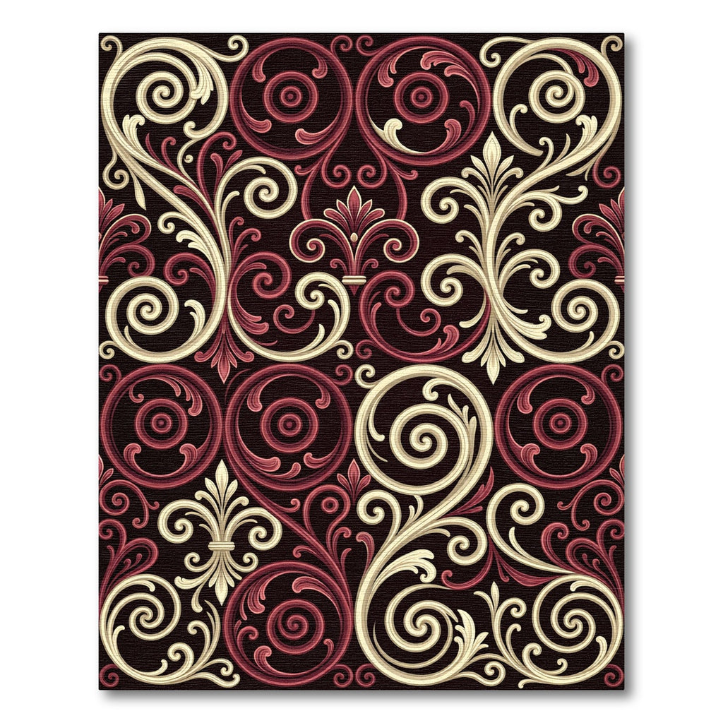 Crimson Cream Vintage Scrollwork Rug