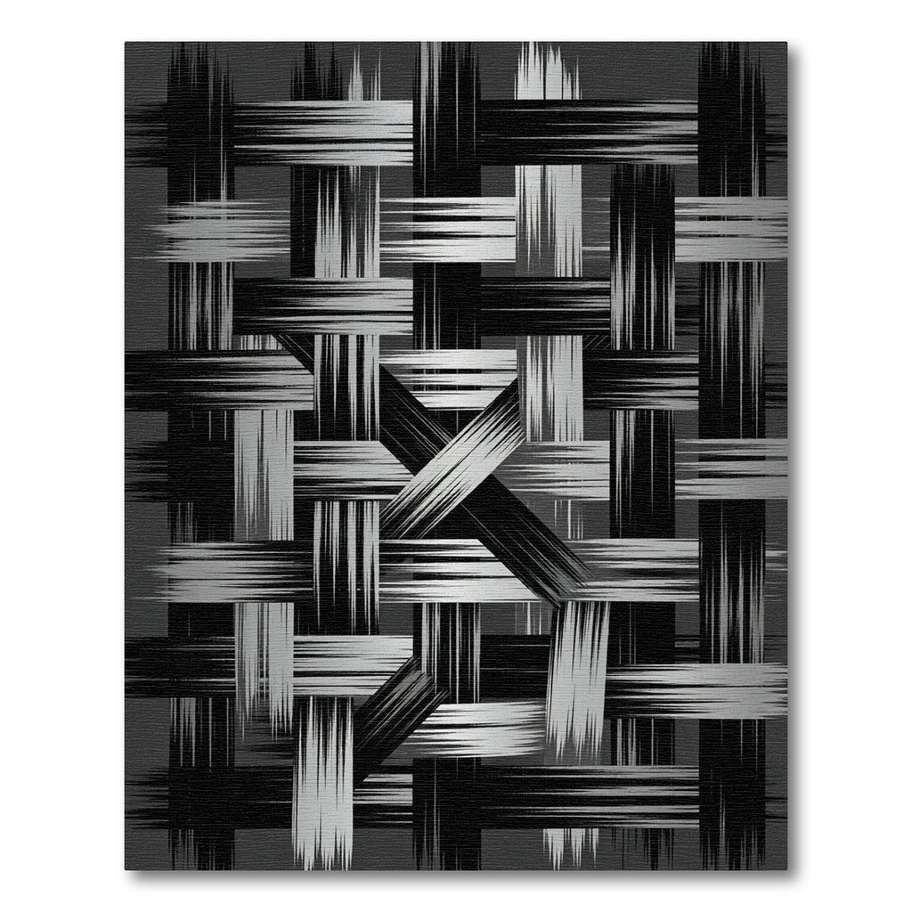 Monochrome Abstract Woven Interlocking Lines Rug