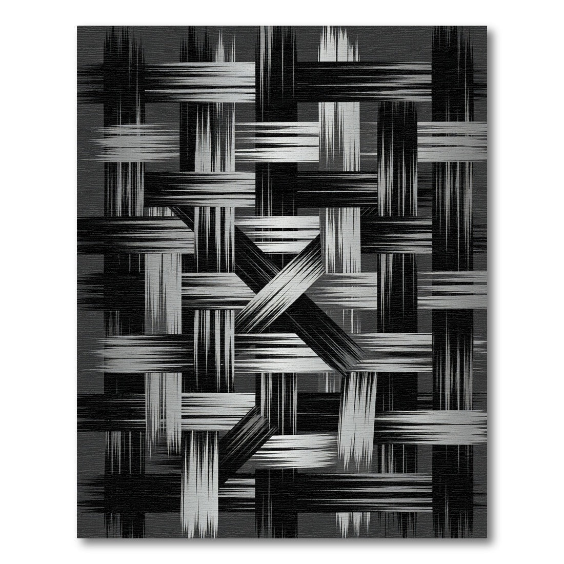 Monochrome Abstract Woven Interlocking Lines Rug