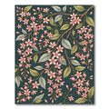 Ethereal Pink Blossom Dark Teal Botanical Rug