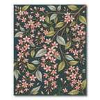 Ethereal Pink Blossom Dark Teal Botanical Rug