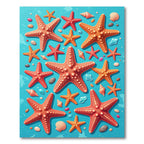 Vibrant Coastal Starfish Sea Shell Ocean Rug