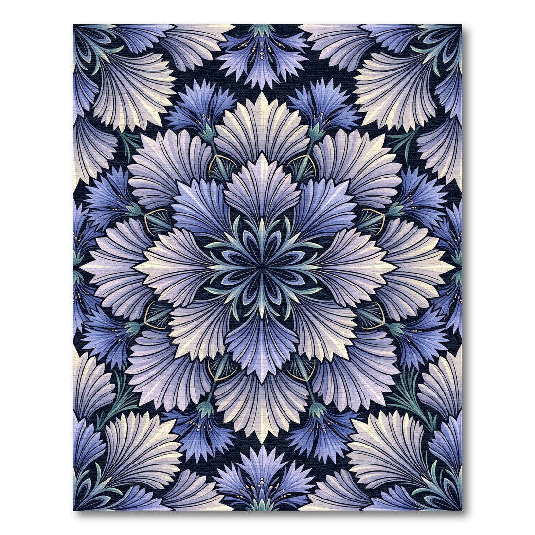 Art Nouveau Blue Cornflower Floral Rug