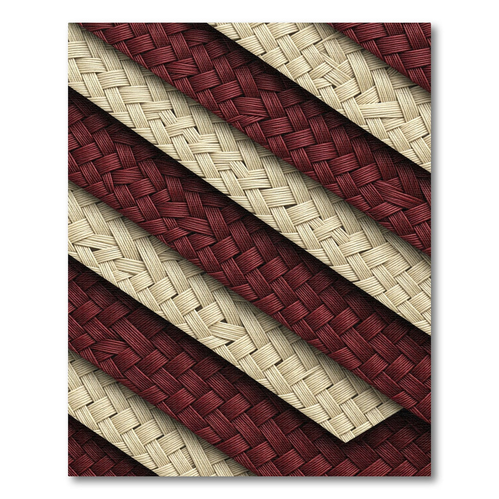 Crimson Ivory Diagonal Weave Texture Rug