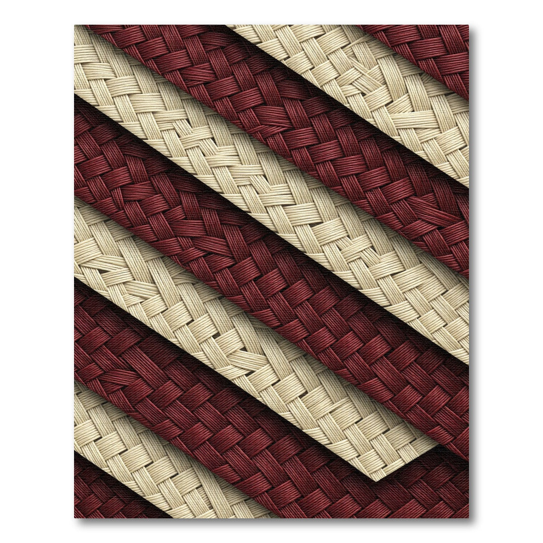 Crimson Ivory Diagonal Weave Texture Rug