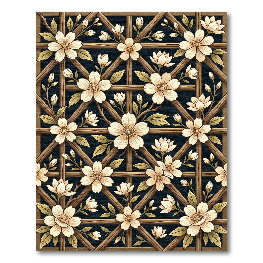 Blooming Cherry Blossom Lattice Trellis Rug