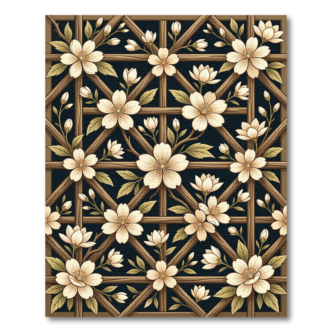Blooming Cherry Blossom Lattice Trellis Rug