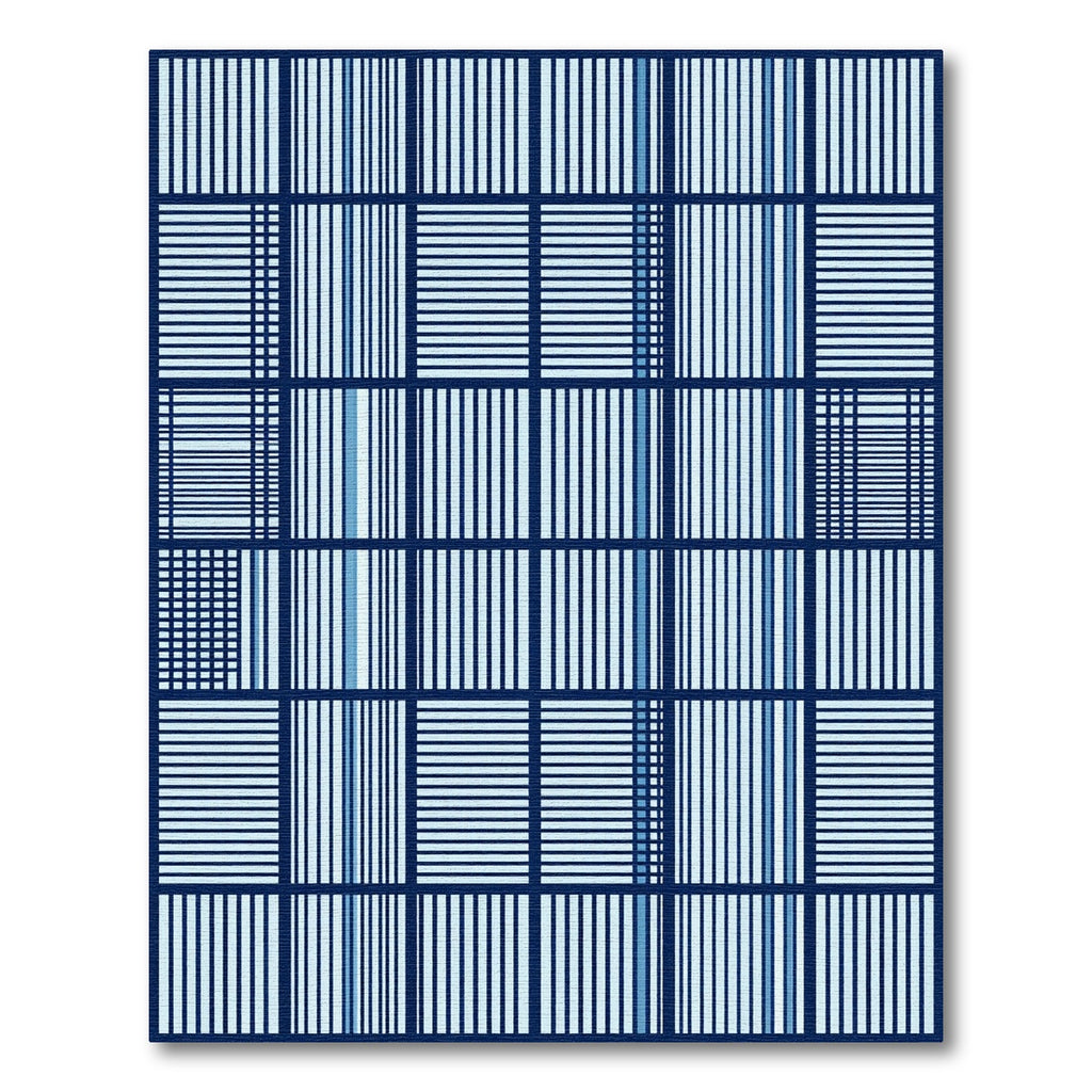 Indigo Grid Geometric Checkered Rug