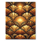 Golden Sunburst Scallop Art Deco Rug