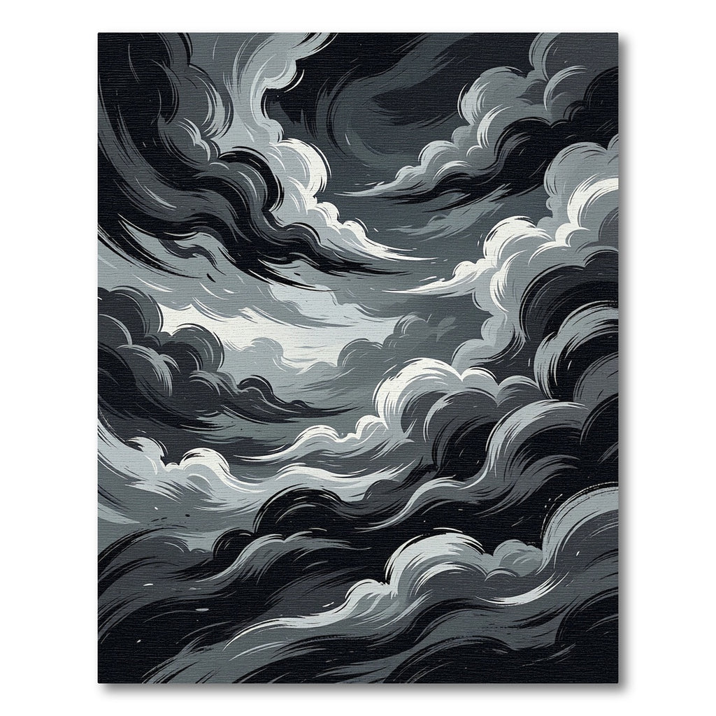 Dramatic Monochrome Swirling Storm Cloud Rug