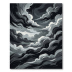 Dramatic Monochrome Swirling Storm Cloud Rug