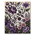 Elegant Purple Peony Scrolling Botanical Art Rug