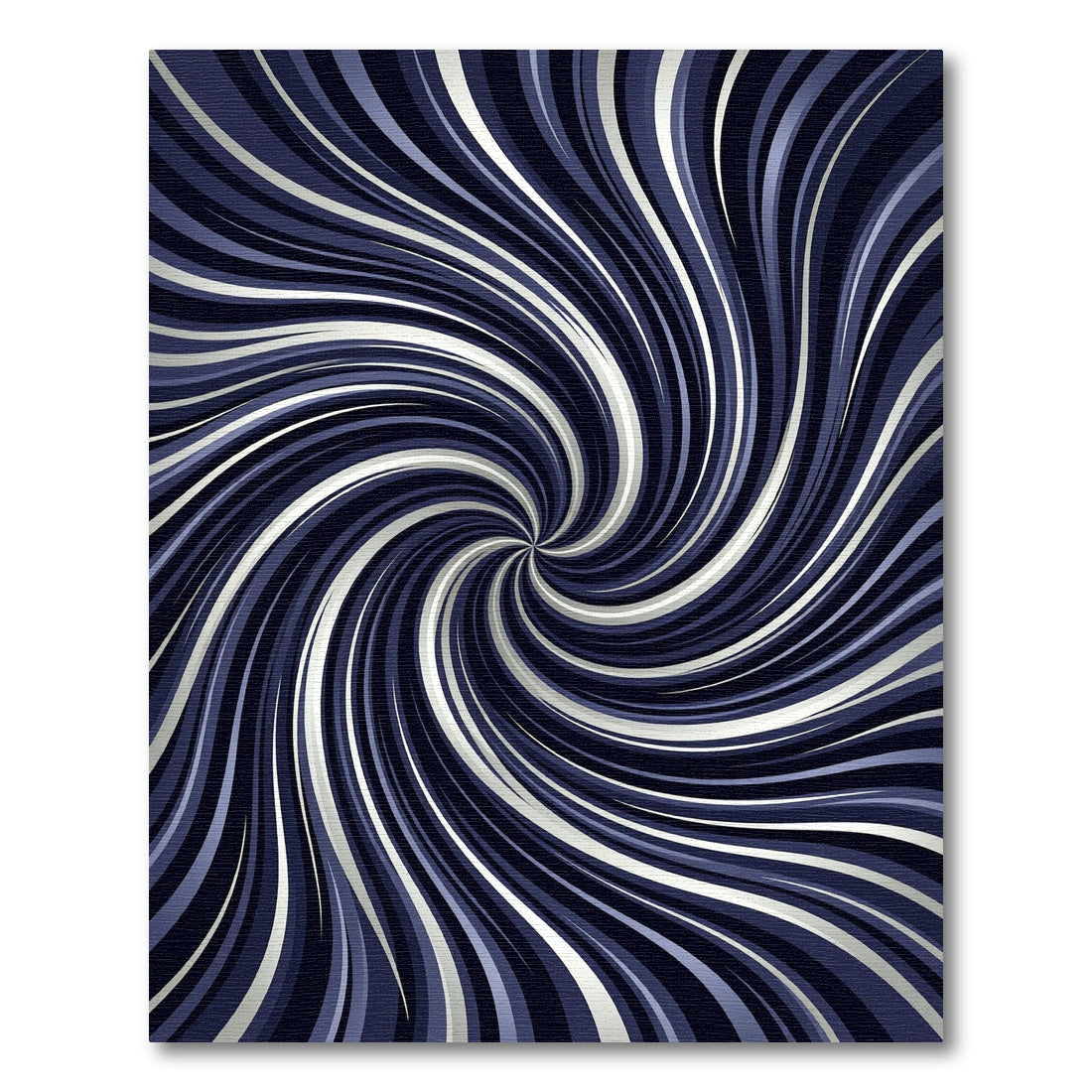 Modern Navy and Silver Spiral Vortex Rug