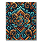 Tribal Ram Horns Geometric Sunset Rug