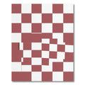 Distorted Crimson and White Checkerboard Rug