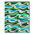 Abstract Blue Green Ocean Wave Composition Rug