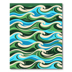 Abstract Blue Green Ocean Wave Composition Rug