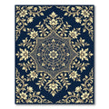 Elegant Navy Floral Gold Medallion Rug