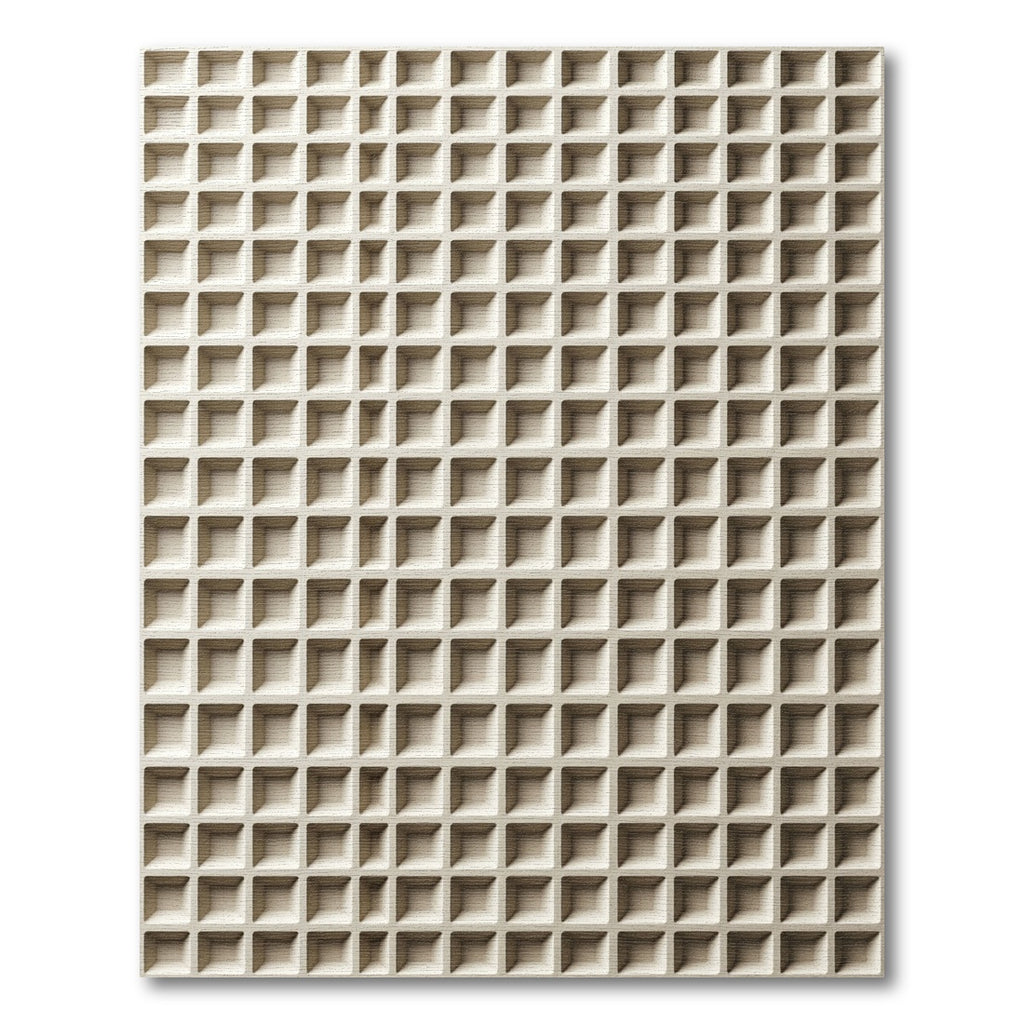 Cream Geometric Grid Textured Rug