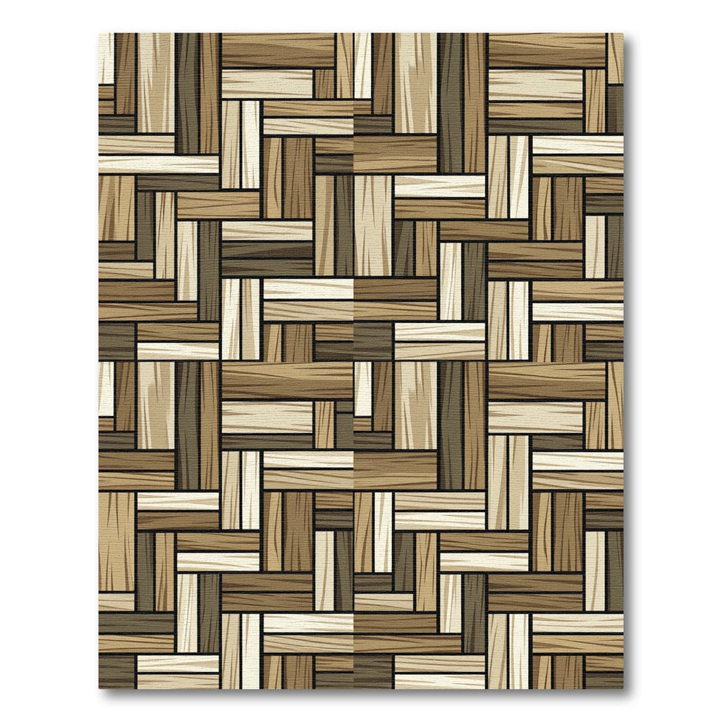 Woven Earthy Tones Striped Plank Grid Rug