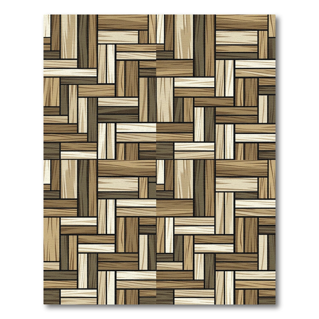 Woven Earthy Tones Striped Plank Grid Rug