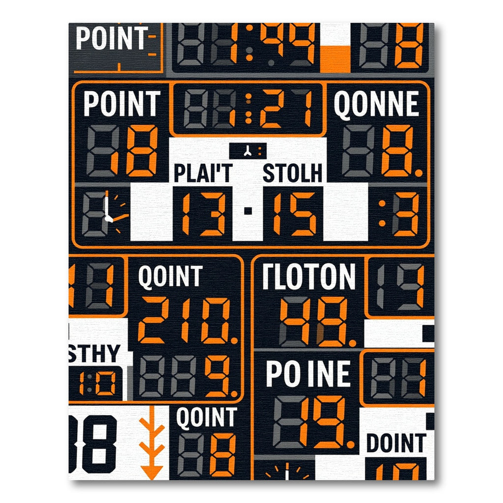 Industrial Digital Scoreboard Grid Orange Rug