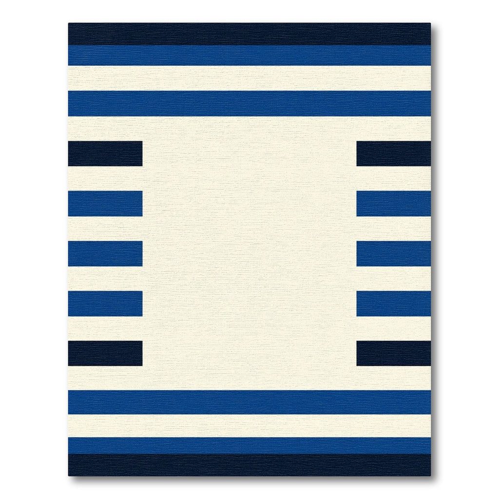 Modern Navy Cobalt Stripe Layout Rug