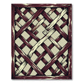 Distressed Maroon Lattice Geometric Grid Rug