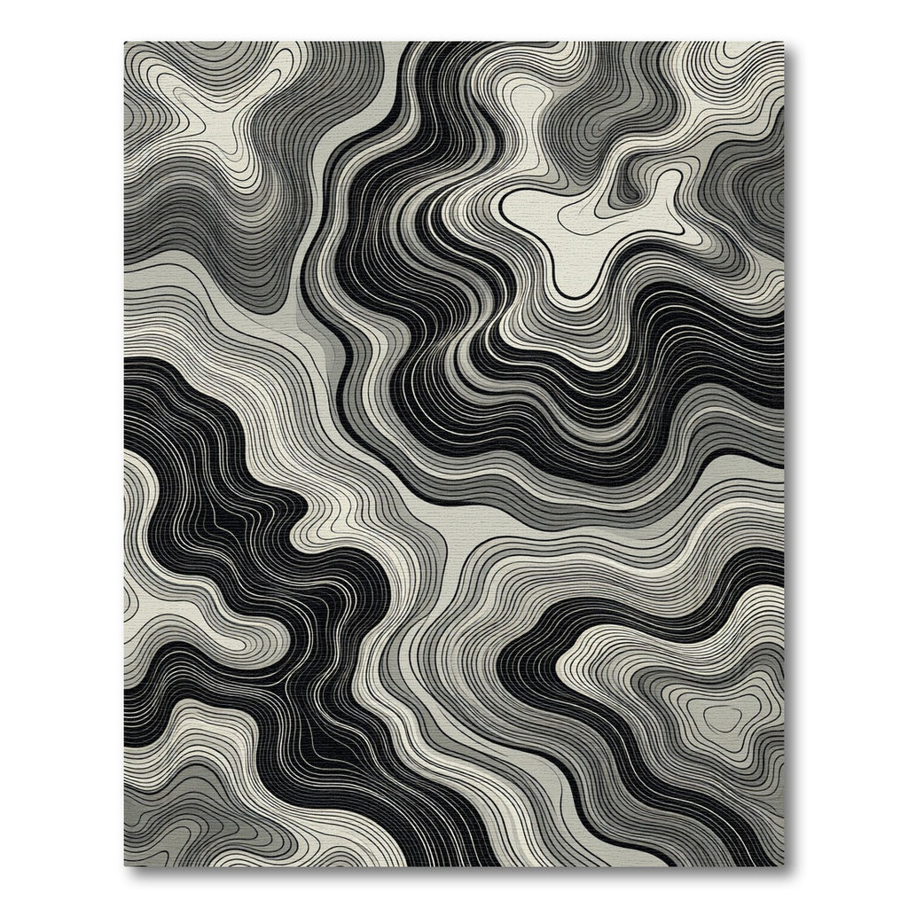 Monochromatic Contour Wave Abstract Rug