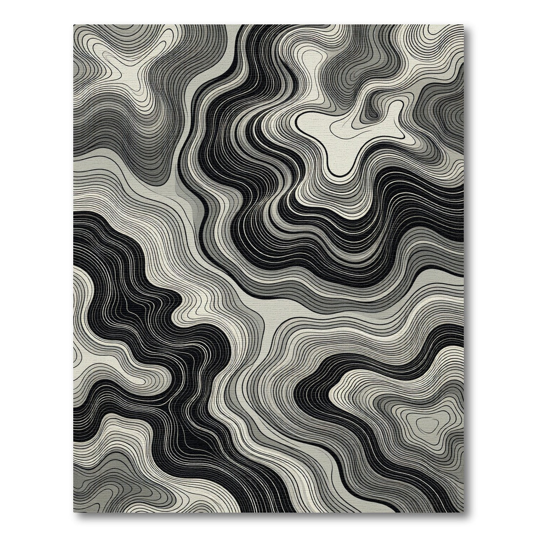 Monochromatic Contour Wave Abstract Rug