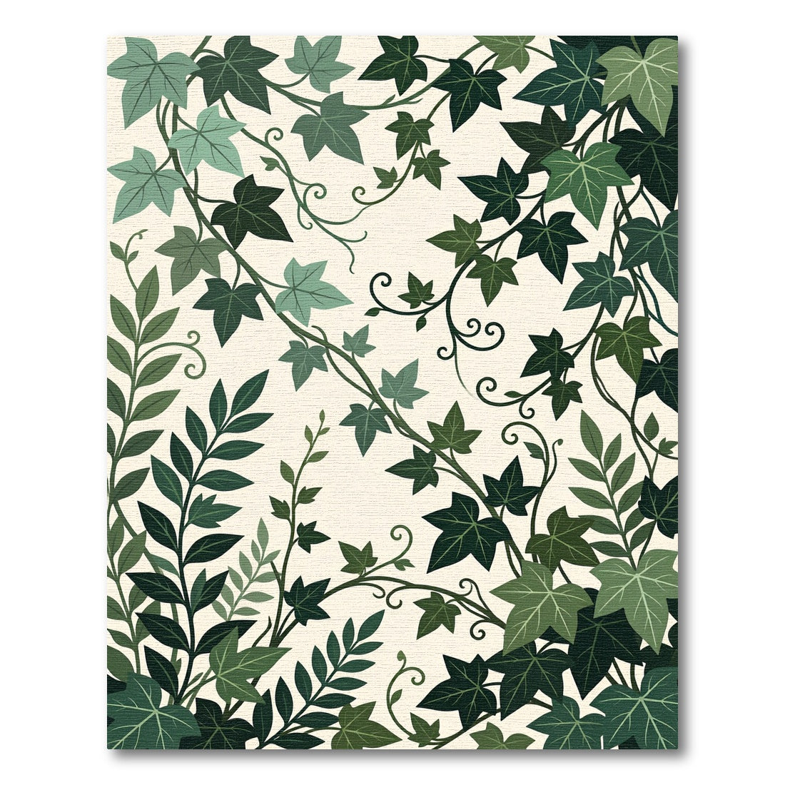 Lush Green Ivy Vine Botanical Tile Rug
