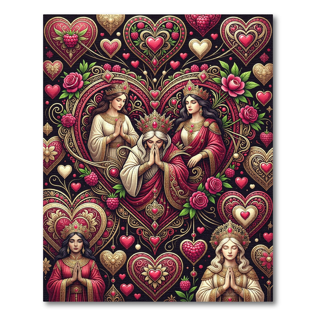 Crimson Heart Queens Regal Portrait Rug