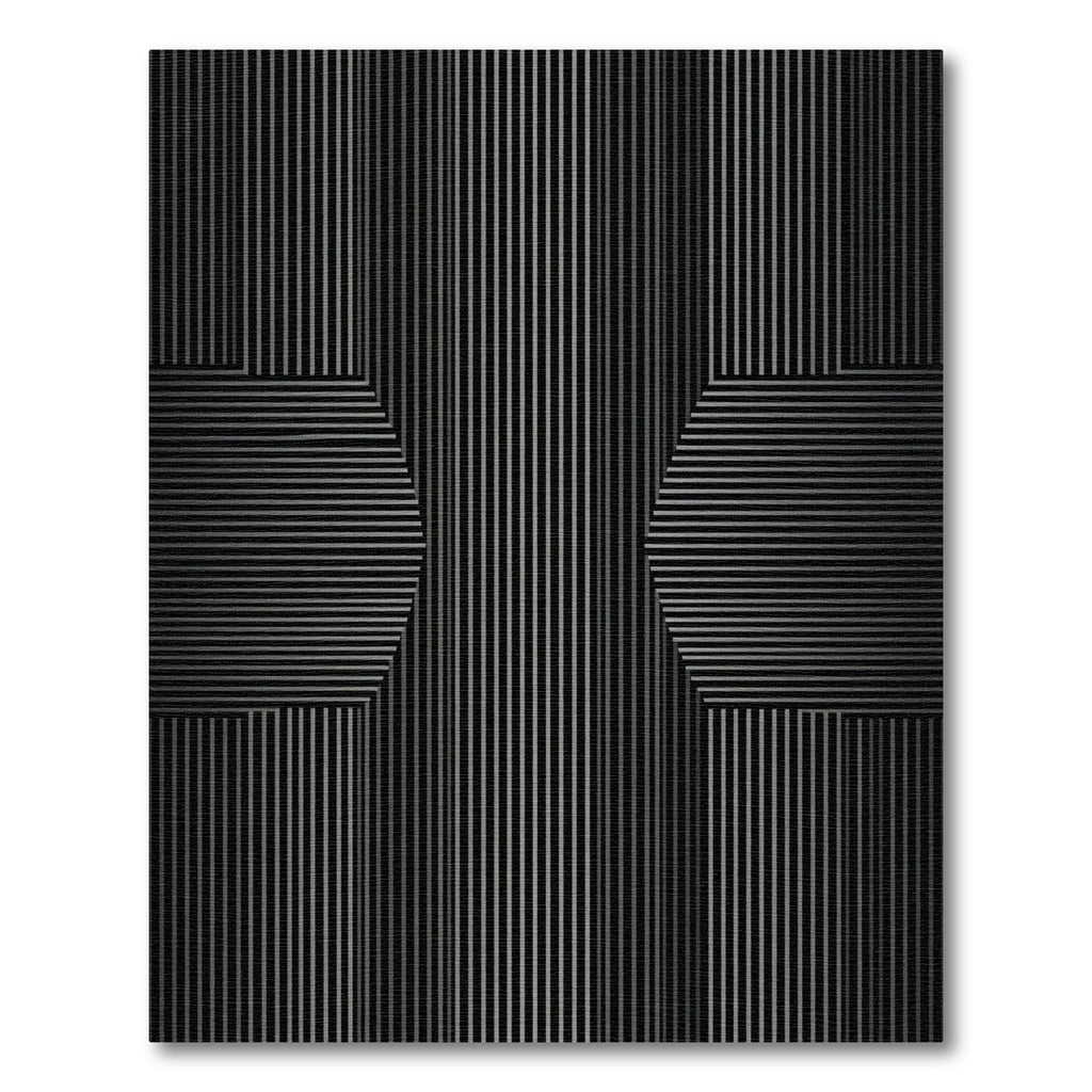 Monochrome Vertical Stripe Hexagon Illusion Rug