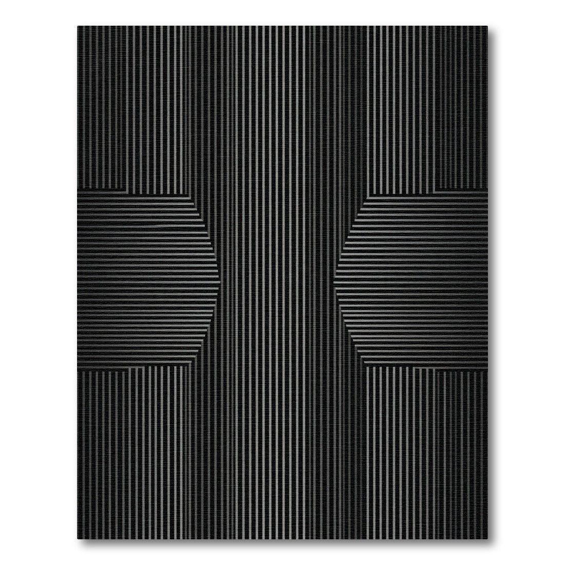 Monochrome Vertical Stripe Hexagon Illusion Rug