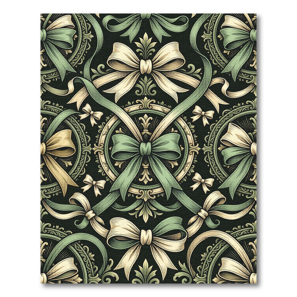 Victorian Sage And Cream Ribbon Damask Rug
